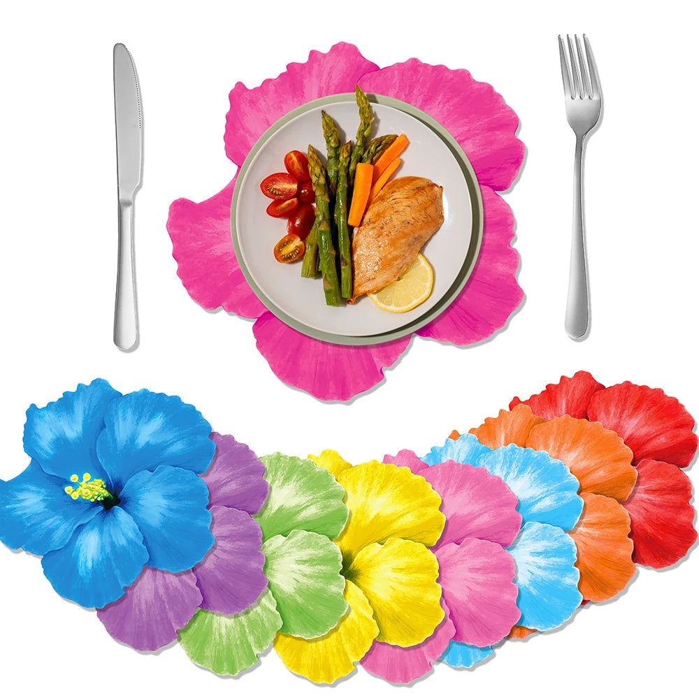 Hawaiian Theme Party Favors Eyeglasses Fun Sunglasses Prop Food Tray Hawaiian Flower Table Mat Beach Summer Party Decorations