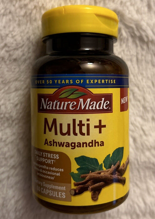 Nature Made Multi + Ashwagandha Multivitamin Alivio diario del estrés - 60 cápsulas