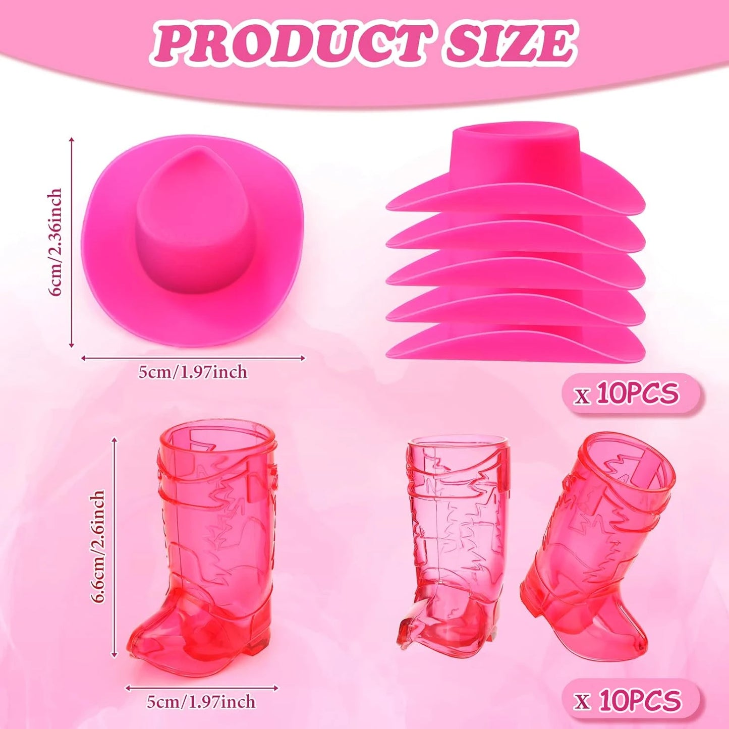 20PCS Mini Cowboy Boot Shot Glass Cowgirl Party Supplies Western Mugs for Cowboy Cowgirl Decorations Bachelorette Party Supplies