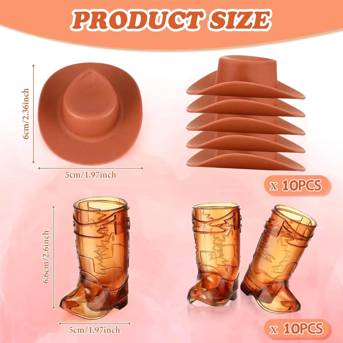 20PCS Mini Cowboy Boot Shot Glass Cowgirl Party Supplies Western Mugs for Cowboy Cowgirl Decorations Bachelorette Party Supplies