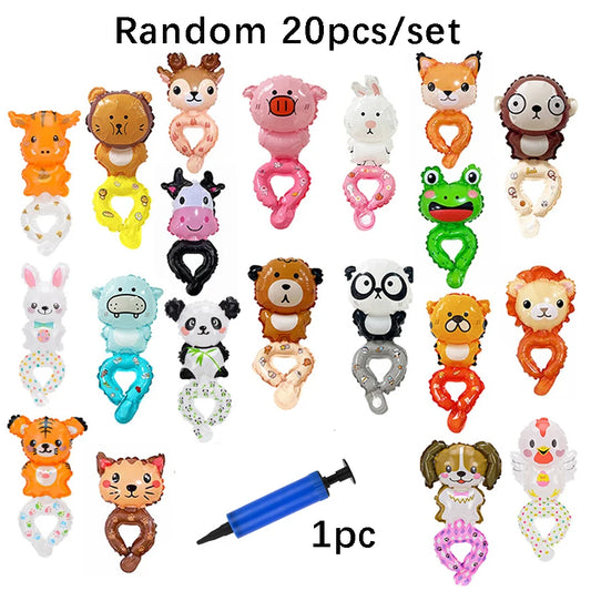 20Pcs Cute Wrist Balloon for Birthday Party Decoration Rabbit Bear Cartoon Animal Balloon Pink Children's Toys Baby Shower