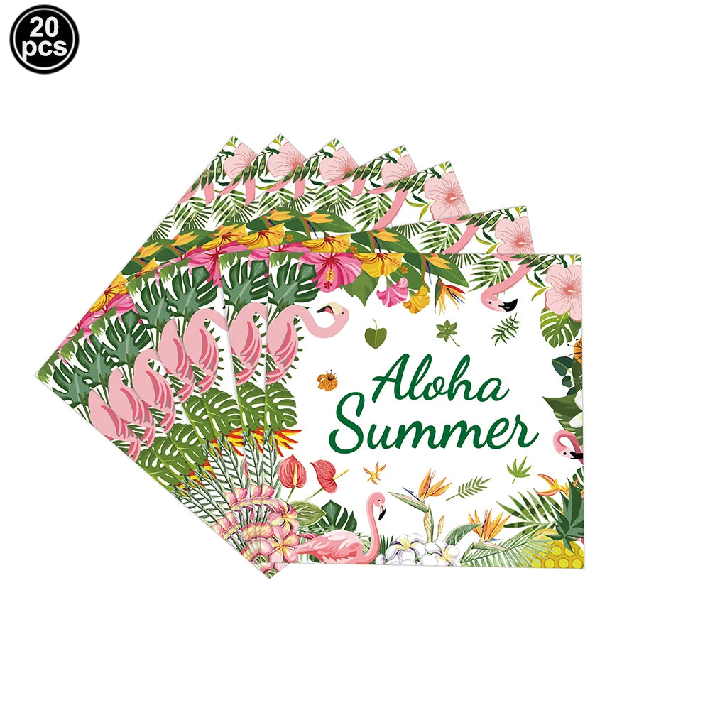 Hawaiian Theme Party Favors Eyeglasses Fun Sunglasses Prop Food Tray Hawaiian Flower Table Mat Beach Summer Party Decorations