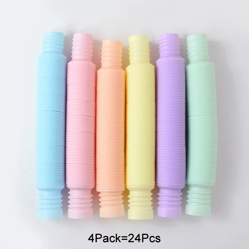 6-24Pcs Funny Pop Tubes Pipe Fidget Sensory Antistress Toys for Children Adults Birthday Party Favors Pinata Filler Goodie Bag