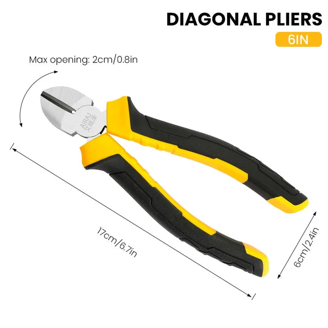 AIRAJ 6/8 Inch Wire Pliers Sharp Large Opening Stripping Pliers Industrial Grade Multifunctional Hardware Manual Tools