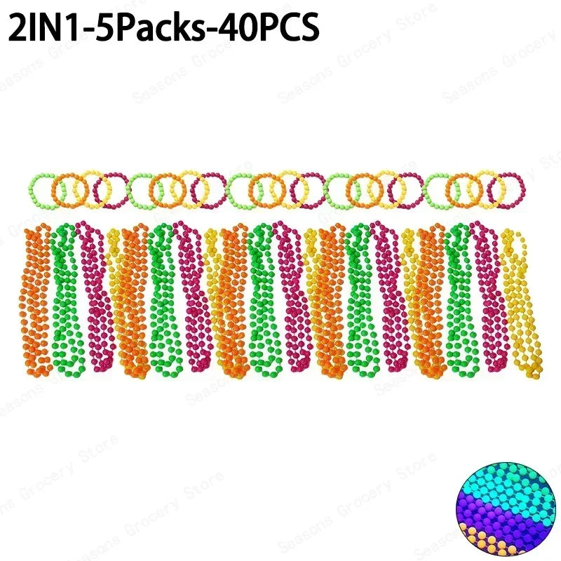New Fluorescent Neon Necklace Bracelet Set Charms Prom Black Light Party Kids Gifts Luminous Birthday Decoration Photo Prop