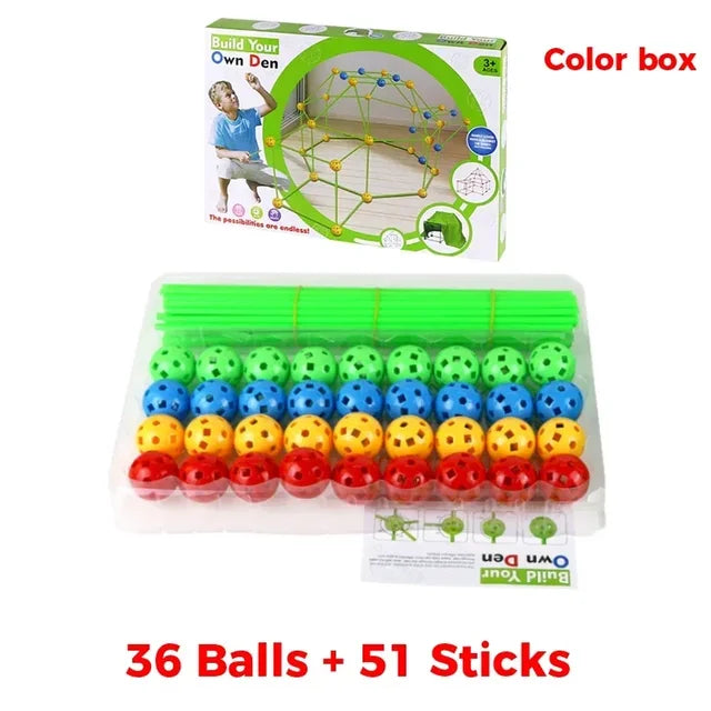 Juguetes de construcción para niños, kits de construcción de carpas fuertes, casa de juegos 3D, palos, herramientas de construcción, juguetes para armar, regalos para niños 