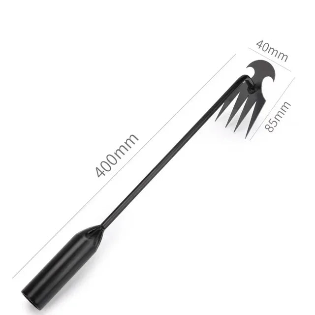 4 齿多功能除草器，便携式花园除草工具，镀锌手柄，适用于蔬菜种植除草