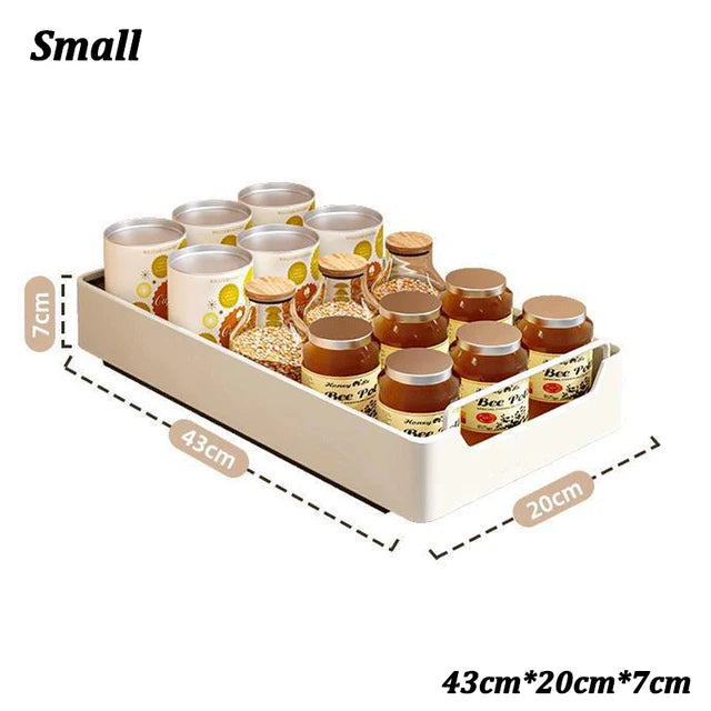 Kitchen Storage Box with Sliding Rail Pull-out Cabinet Storage Rack Spice Pantry Shelves Drawer Kitchen Organizer Basket