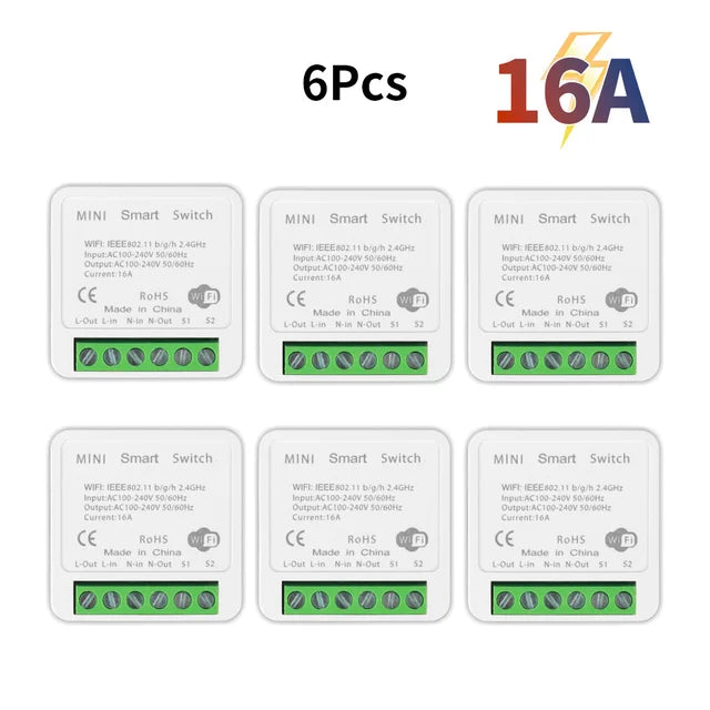 Tuya Mini Wifi Smart Switch Module Support 2 Way Control Smart Home DIY Switches Smart Life APP Alexa Google Home Voice Control