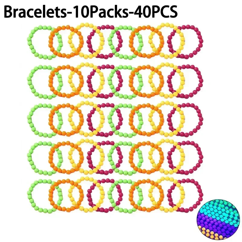 New Fluorescent Neon Necklace Bracelet Set Charms Prom Black Light Party Kids Gifts Luminous Birthday Decoration Photo Prop
