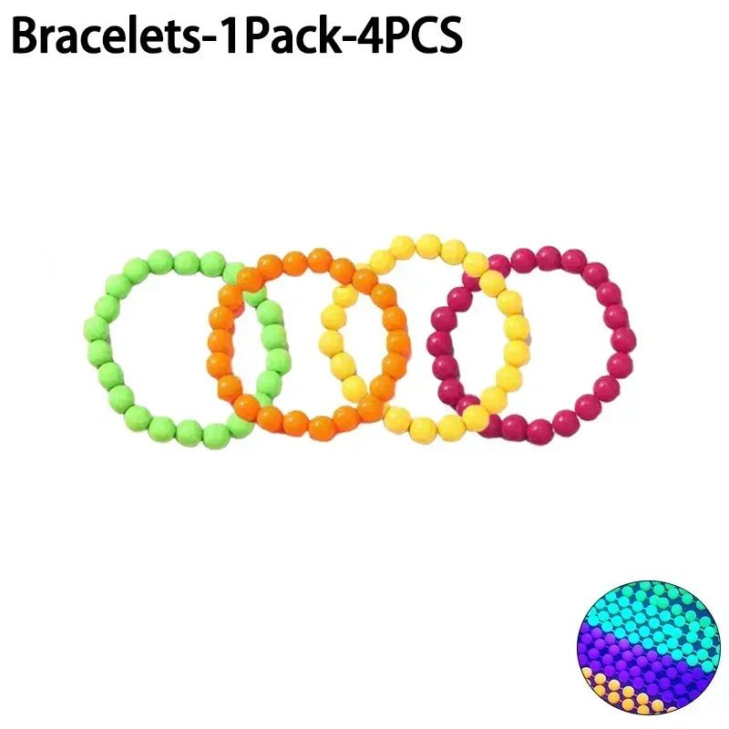 New Fluorescent Neon Necklace Bracelet Set Charms Prom Black Light Party Kids Gifts Luminous Birthday Decoration Photo Prop
