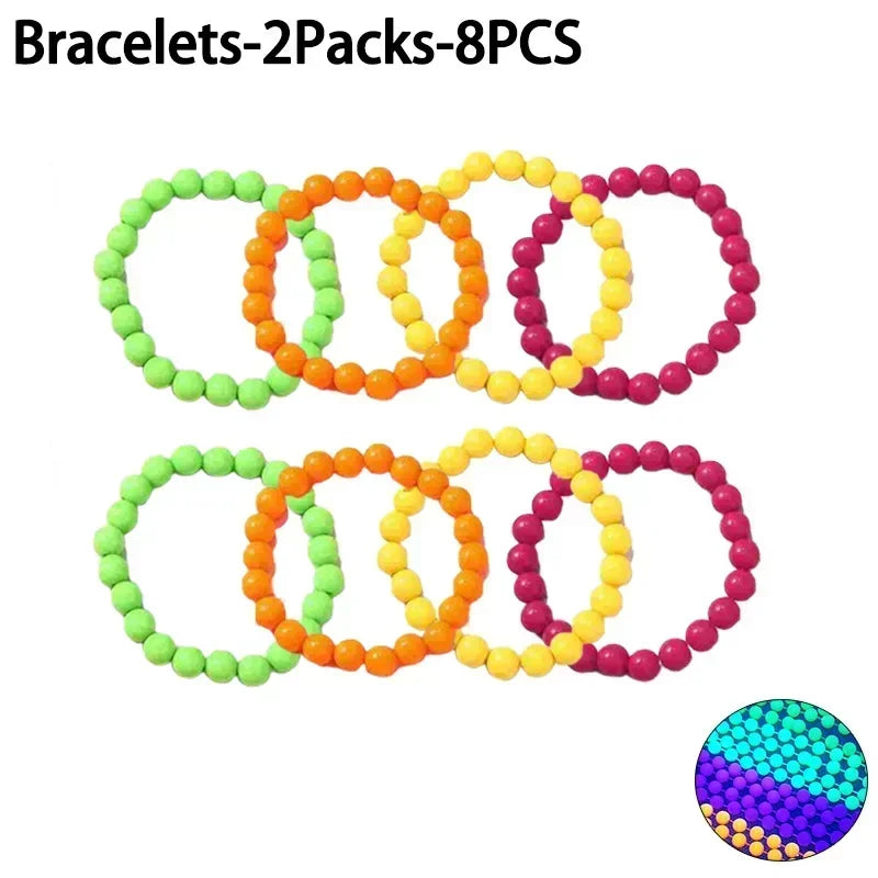 New Fluorescent Neon Necklace Bracelet Set Charms Prom Black Light Party Kids Gifts Luminous Birthday Decoration Photo Prop