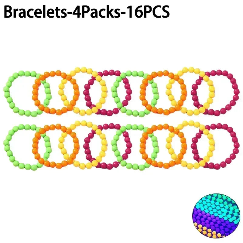 New Fluorescent Neon Necklace Bracelet Set Charms Prom Black Light Party Kids Gifts Luminous Birthday Decoration Photo Prop