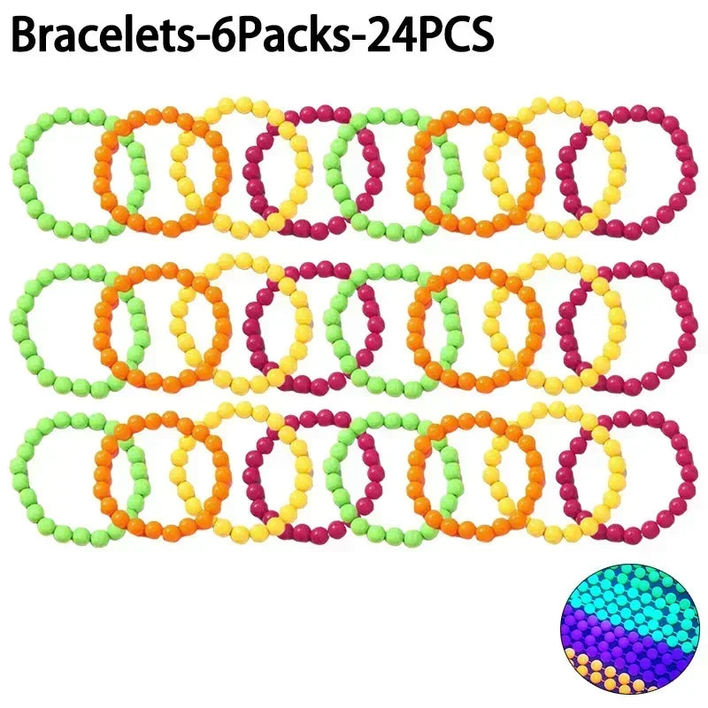 New Fluorescent Neon Necklace Bracelet Set Charms Prom Black Light Party Kids Gifts Luminous Birthday Decoration Photo Prop