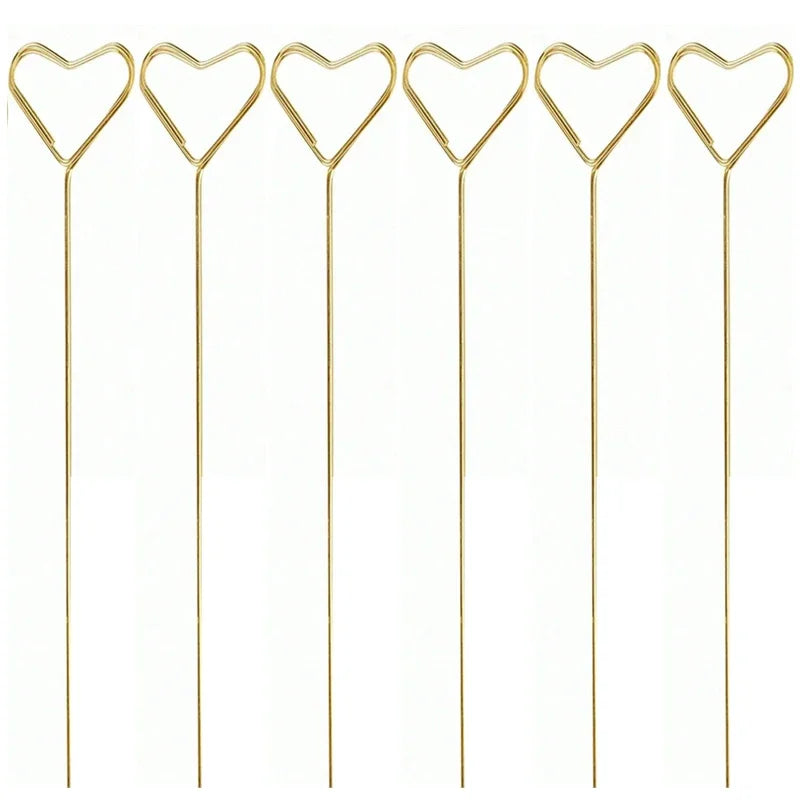 100/20x Metal Flower Seat Card Holders Golden Heart-Shaped Flower Pickup Stick Clips DIY Floral Arrangement Holders for Weddings