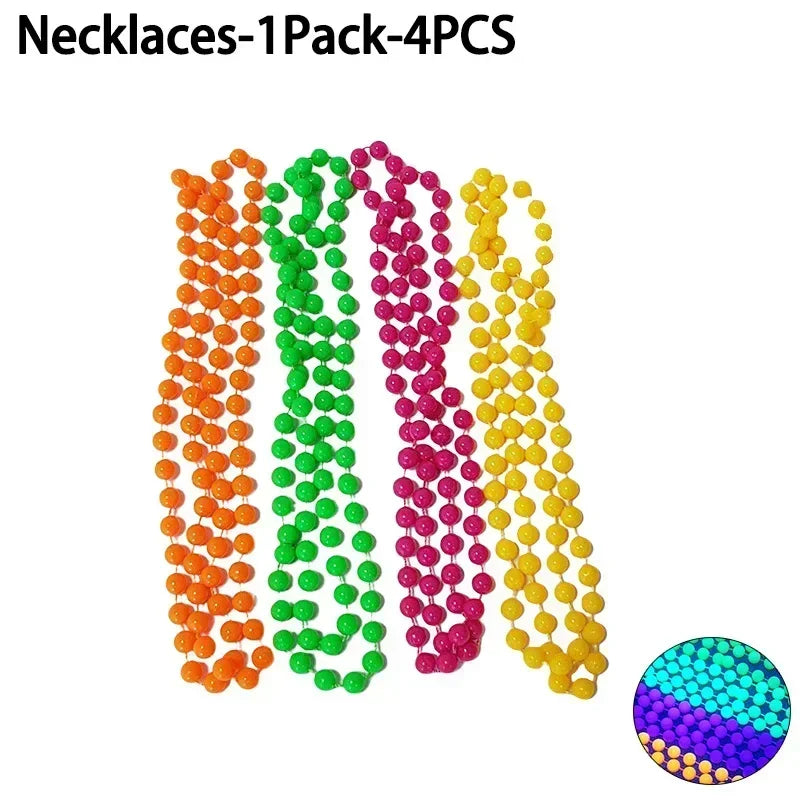 New Fluorescent Neon Necklace Bracelet Set Charms Prom Black Light Party Kids Gifts Luminous Birthday Decoration Photo Prop