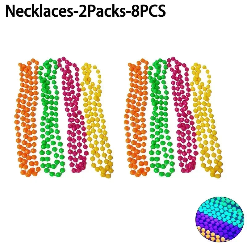 New Fluorescent Neon Necklace Bracelet Set Charms Prom Black Light Party Kids Gifts Luminous Birthday Decoration Photo Prop