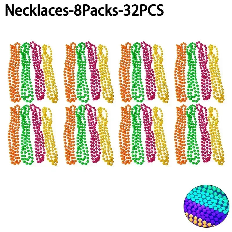 New Fluorescent Neon Necklace Bracelet Set Charms Prom Black Light Party Kids Gifts Luminous Birthday Decoration Photo Prop