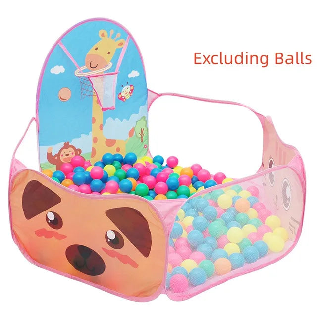 120cm Kids Playpen Playground Baby Tent Ball Pool with Basketball Hoop Children's Tent House Portable Kids Indoor Outdoor Toys