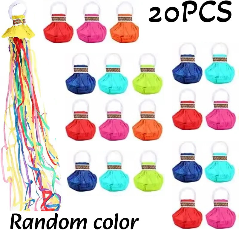 5-20pc Colorful Hand Throw Streamer Poppers Wedding Birthday Festival Decor Throw Streamers Poppers No Mess Paper Party Gift