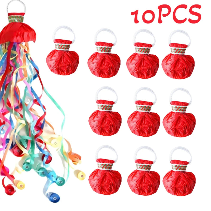 5-20pc Colorful Hand Throw Streamer Poppers Wedding Birthday Festival Decor Throw Streamers Poppers No Mess Paper Party Gift