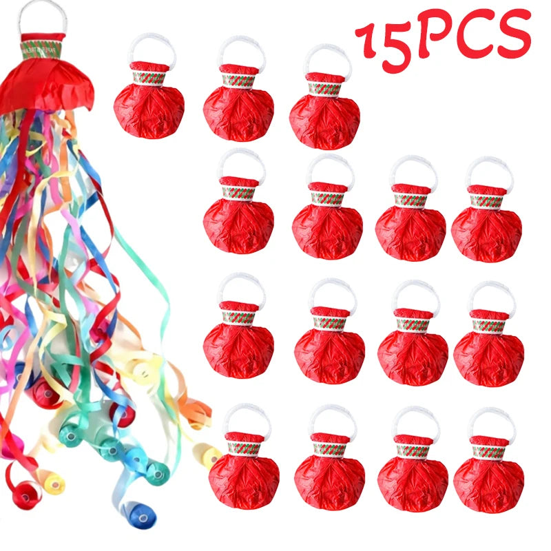5-20pc Colorful Hand Throw Streamer Poppers Wedding Birthday Festival Decor Throw Streamers Poppers No Mess Paper Party Gift