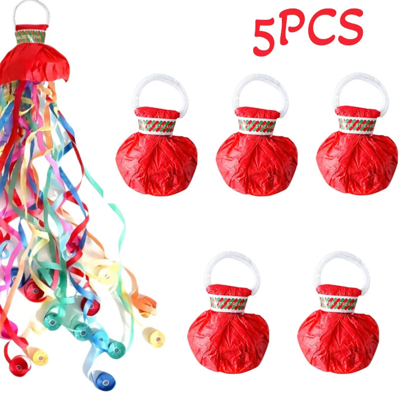 5-20pc Colorful Hand Throw Streamer Poppers Wedding Birthday Festival Decor Throw Streamers Poppers No Mess Paper Party Gift