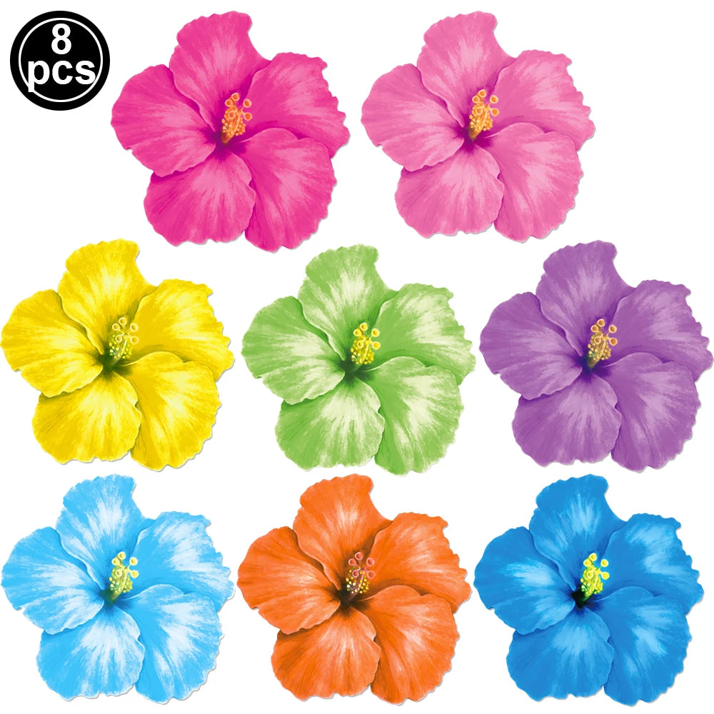 Hawaiian Theme Party Favors Eyeglasses Fun Sunglasses Prop Food Tray Hawaiian Flower Table Mat Beach Summer Party Decorations